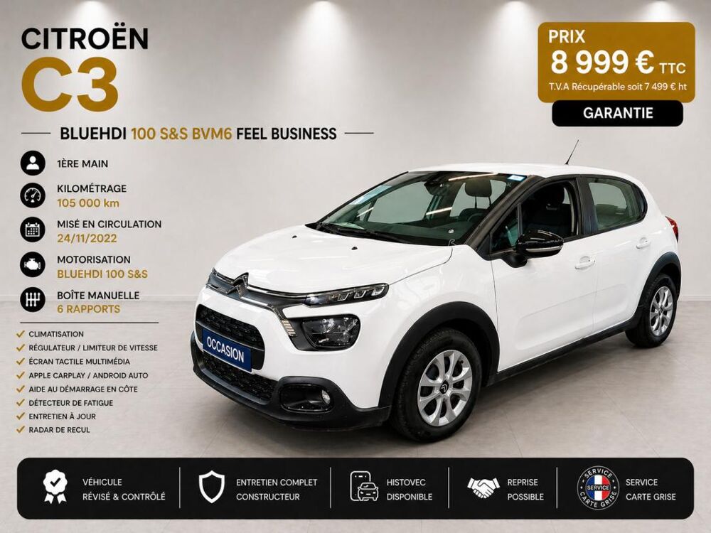 C3 1.5l B HDI 100cv Pack BUSINESS GPS/CLIGPS/CAMERA/CLIM idem 2 2023 occasion 60430 Abbecourt