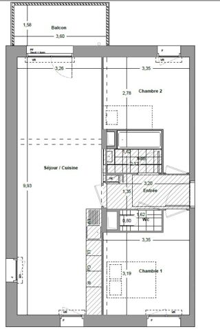  Appartement � louer 3 pi�ces 63 m�