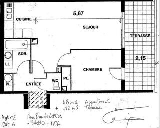  Appartement � louer 2 pi�ces 47 m�