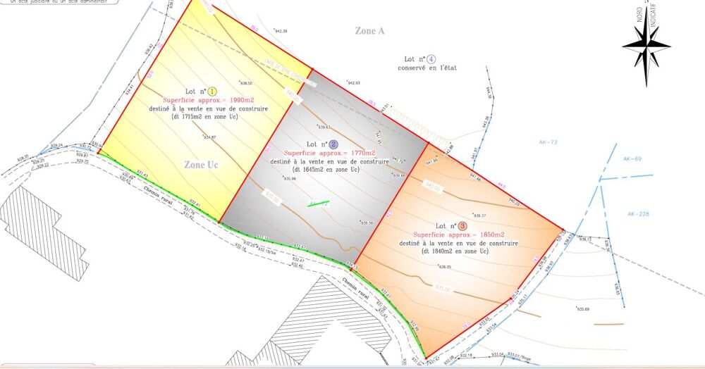 Vente Terrain Riotord 43220 parcelle de terrain de 1770 m² dont 1645 m² constructibles prix de vente 52000 Riotord
