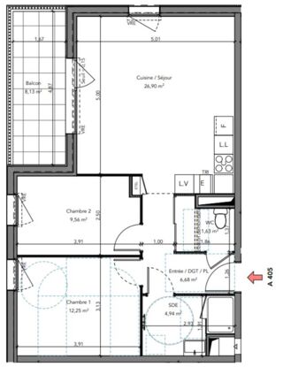  Appartement � vendre 3 pi�ces 61 m�