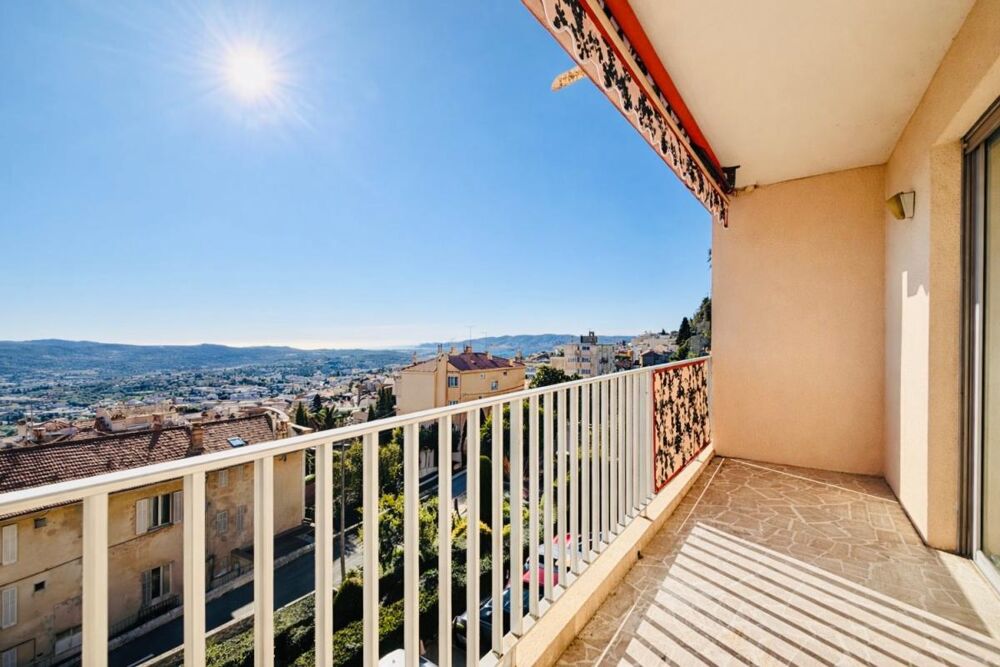 Appartement traversant Grasse 2 pièces 60 m2 terrasse vue panoramique et mer, parking et cave