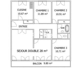  Appartement � vendre 5 pi�ces 91 m�