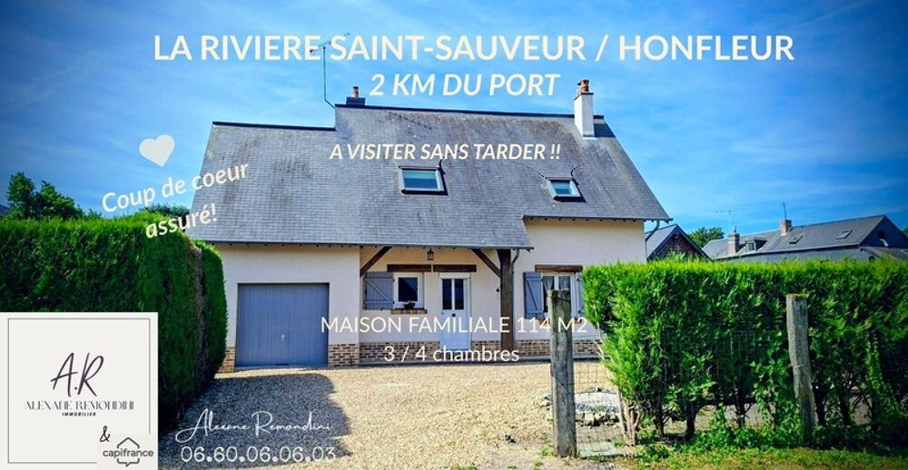 MAISON 114 M2 - 3/4 CHAMBRES - JARDIN - GARAGE ET ATELIER A HONFLEUR / LA RIVIERE-SAINT-SAUVEUR