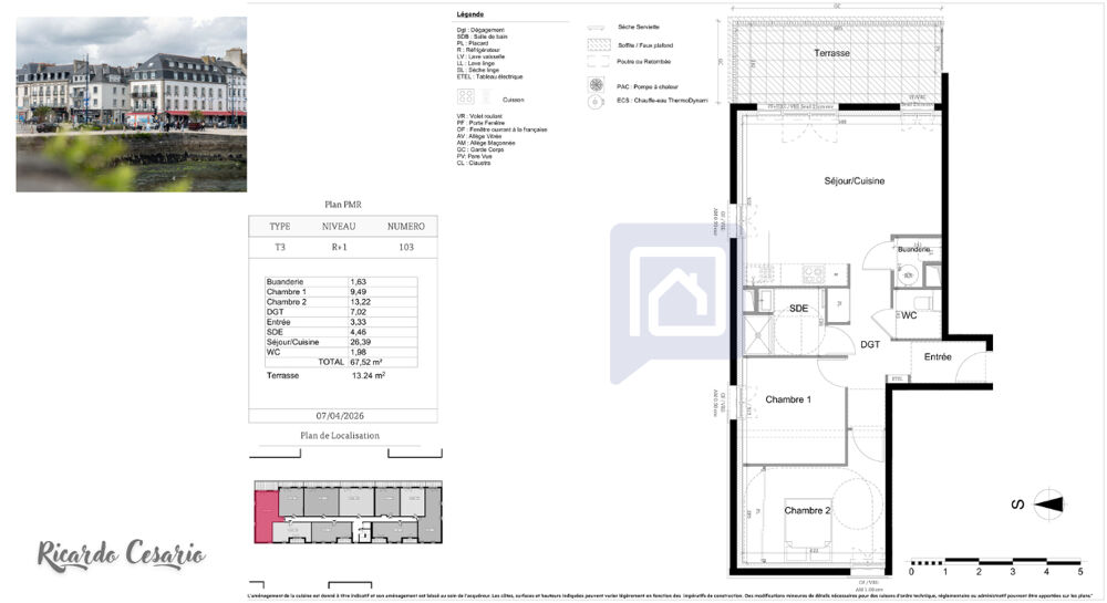 Vente Appartement CONCARNEAU 29900 - APPARTEMENT T3 AVEC TERRASSE - PROCHE CENTRE VILLE Concarneau