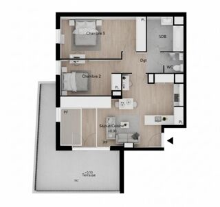  Appartement � vendre 3 pi�ces 66 m�