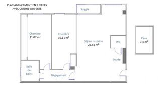  Appartement � louer 3 pi�ces 55 m�