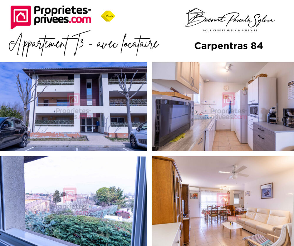 Vente Appartement INVESTISSEURS- appt T3  67.32 m2 avec terrasse 14 m2, garage, parking. loué Carpentras