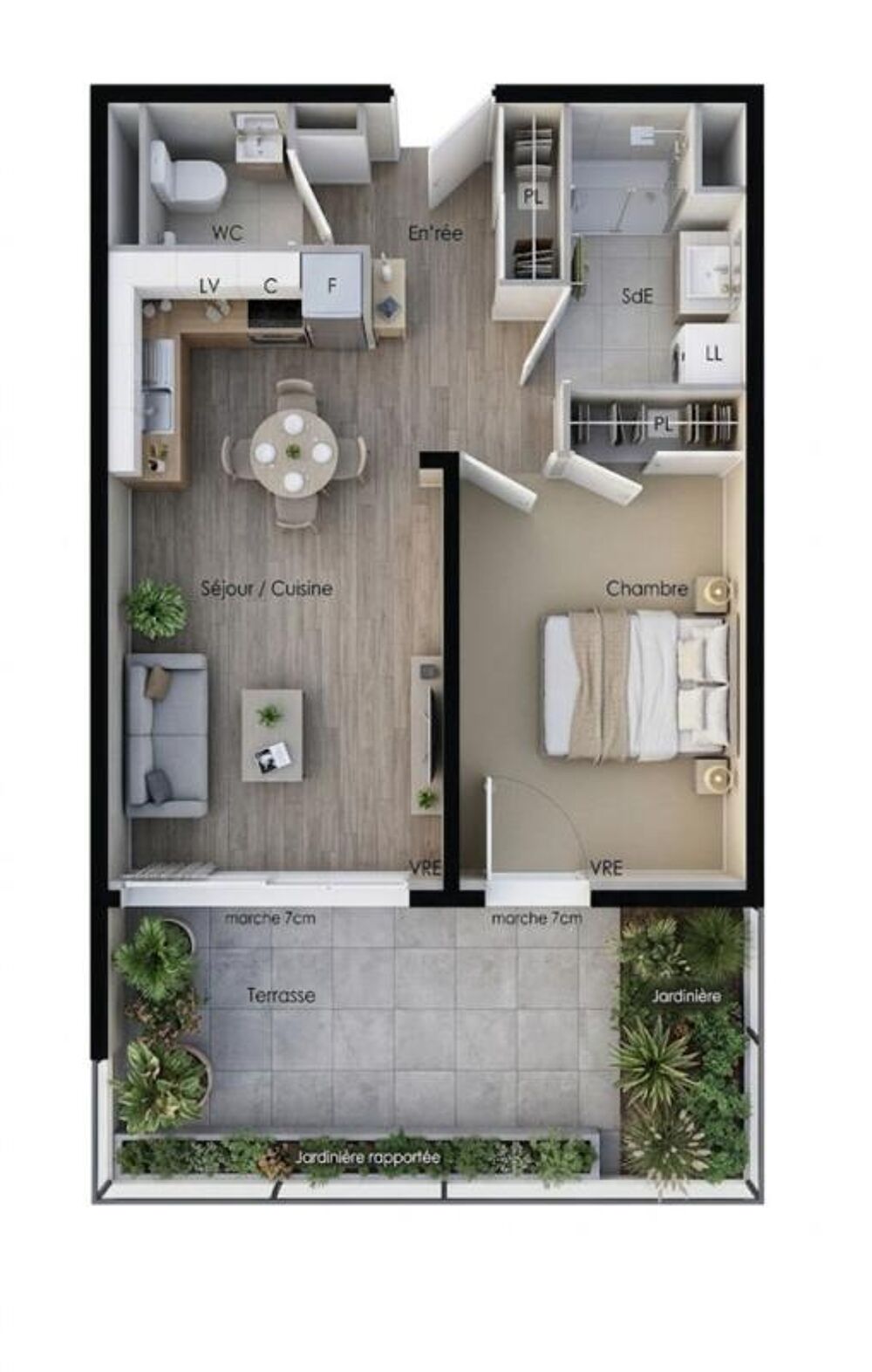 Corniche de Sète. T2 de standing, Terrasse plus jardinière 13 m² Sud, Bord de Mer