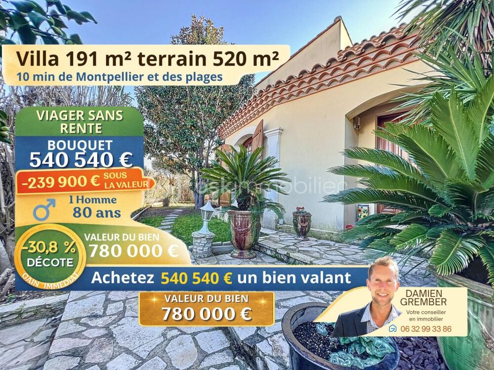 Vente Villa ? Opportunité rare à Lattes – Villa 191 m² avec plus de 30 % de décote immédiate (Viager sans rente) Lattes