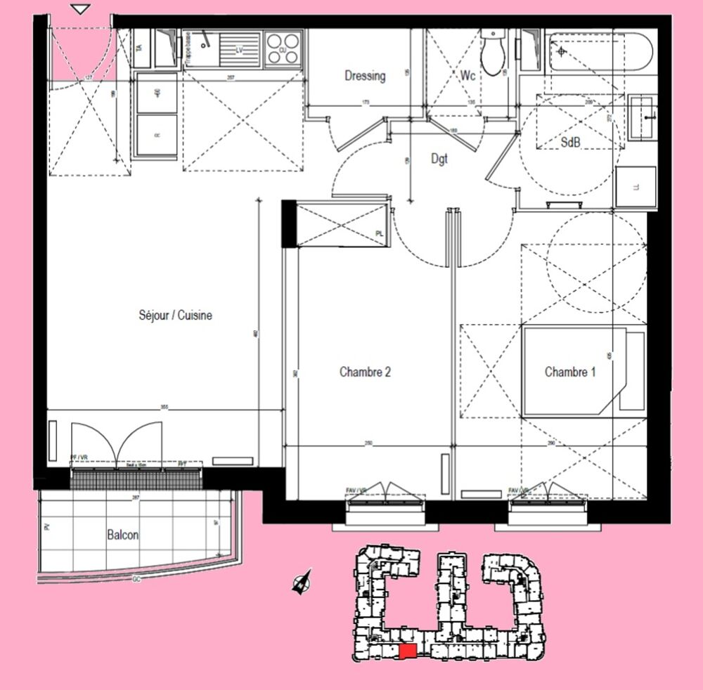 appartement T3 neuf à vendre BEZONS (95), surface hab 60.87 m2 + balcon 3.32 m2 + park s-sol + cave