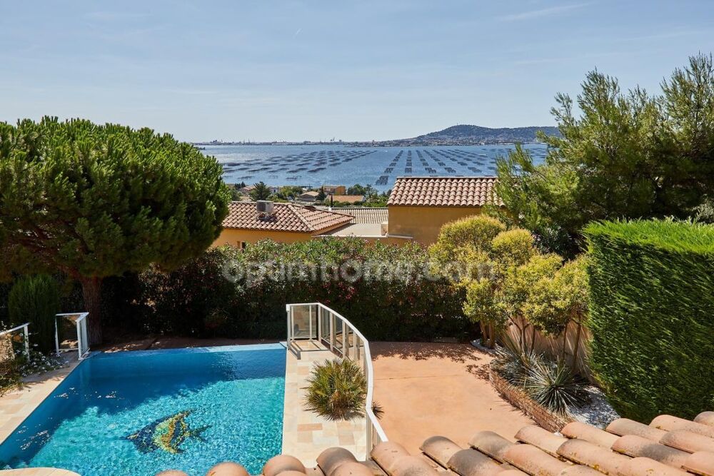 BOUZIGUES  Villa 250 m², vue étang, piscine à débordement, appartement indépendant