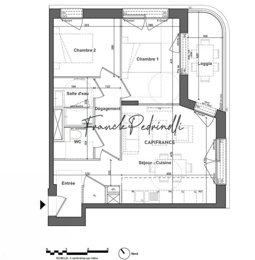 T3 60 m² de standing avec balcon 7m² vue dégagée 6e étage CONFLUENCE