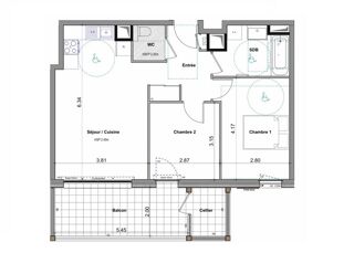  Appartement à vendre 3 pièces 56 m²