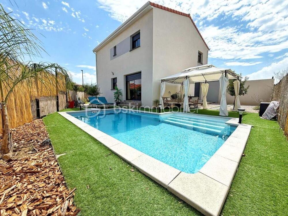 NISSAN-LEZ-ENSERUNE  MAISON CONTEMPORAINE 129 m²  5 CHAMBRES  PISCINE  GARAGE  TERRAIN 300 m²