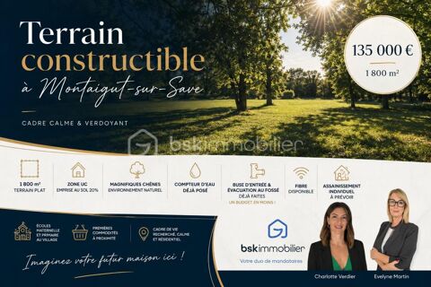 Terrain constructible de 1802m&sup2; 135000 31530 Montaigut sur save