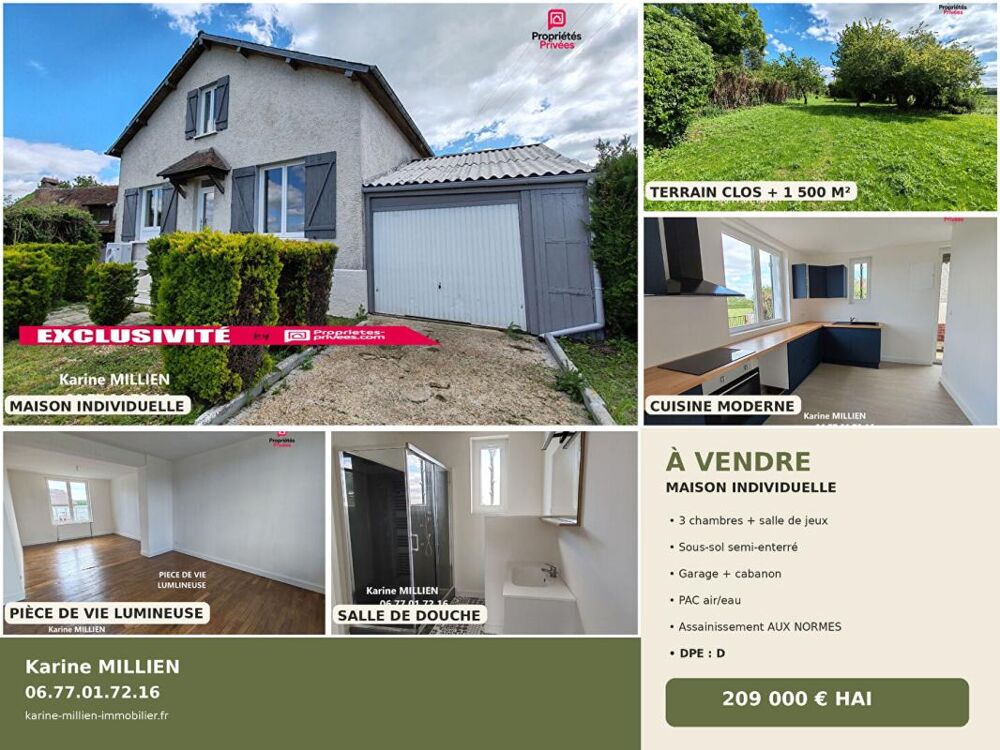Vente Maison ACON 27570 Maison individuelle avec sous sol semi enterré - 1 étage - 3 chambres - Garage - Cabanon de jardin - 209 000  HAI Acon