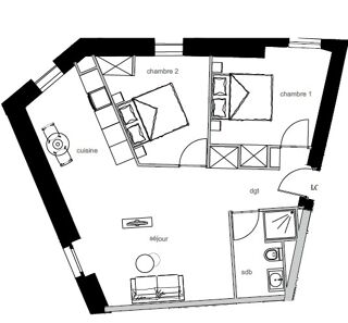  Appartement à louer 3 pièces 55 m²