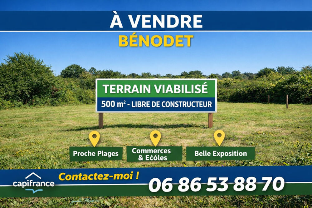 Vente Terrain BENODET (29) – Terrain constructible de 500 m², proche commerces et plages Benodet