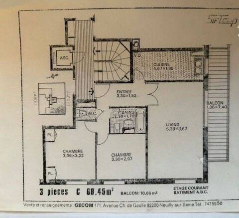  Appartement � louer 3 pi�ces 68 m�