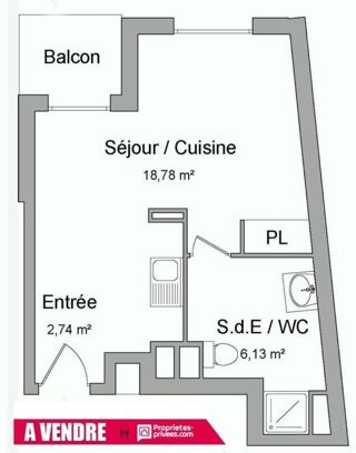  Appartement � vendre 1 pi�ce 28 m�