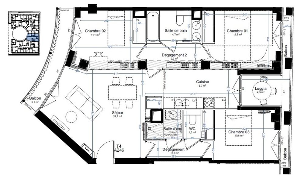 Vente Appartement appartement T4 à vendre PARIS 14e, surface hab. 82.40 m2 + loggia 4.50 m2 + balcons 6.90 m2 Paris 14