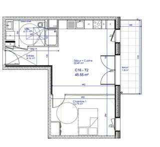  Appartement � louer 2 pi�ces 45 m�