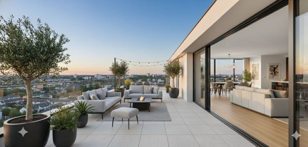 EXCEPTIONNEL  5 pièces dernier étage - grande terrasse de 50 m2 exposition Sud-Est - 2 parking - Proche transport