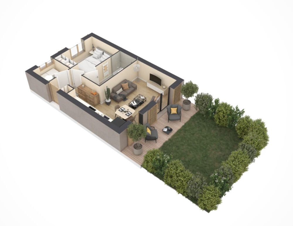 OLETTA (20) appartement à vendre 2 pièces de 38,46 m2 avec terrasse et jardin