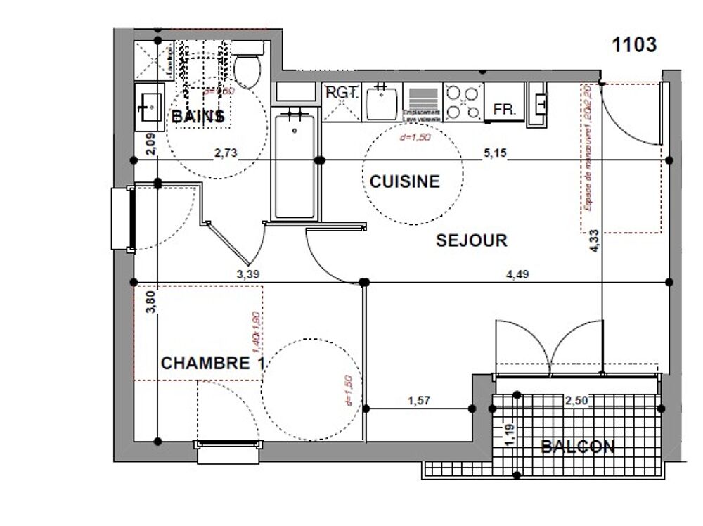 Location Appartement T2 avec balcon et parking à MARSEILLE Marseille 14