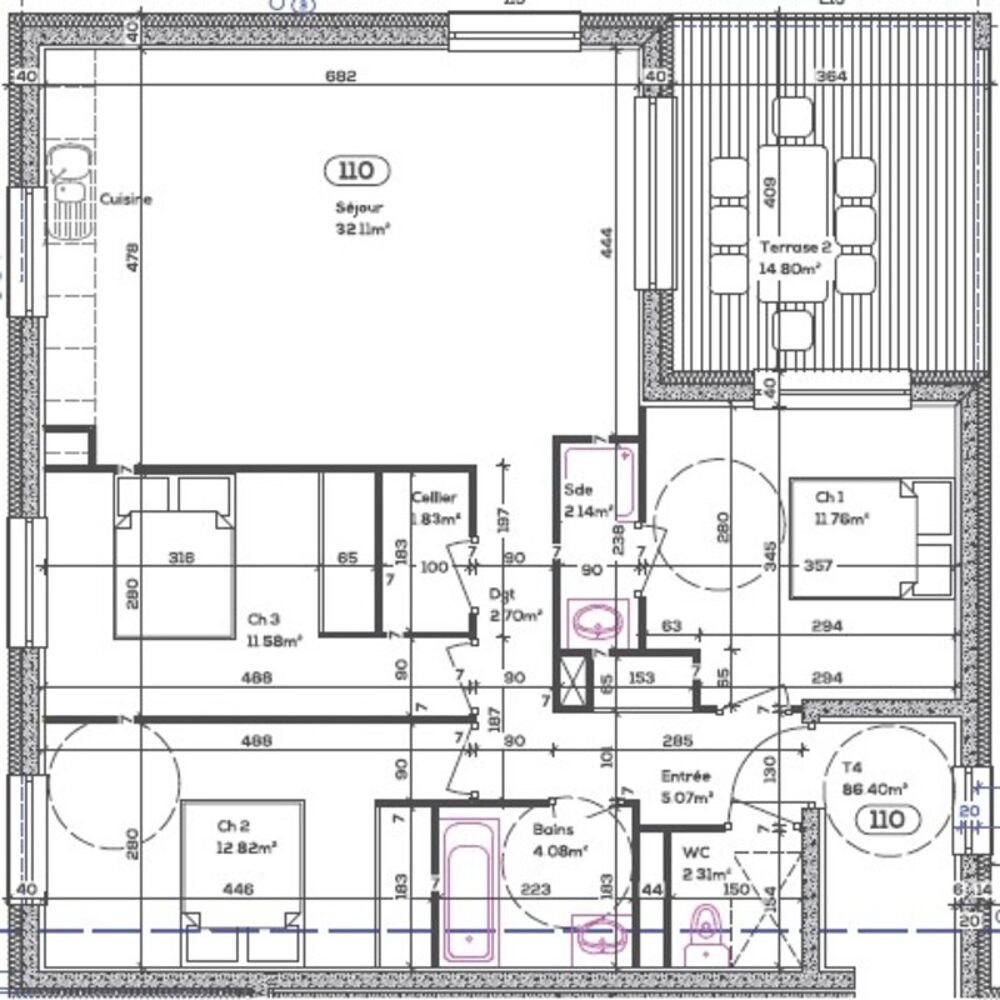 Vente Appartement Appartement de 86,40 m² à vendre à SEYSSEL (01) avec terrasse, proche du Rhône, à 45 mns d'Annecy et de Genève Seyssel