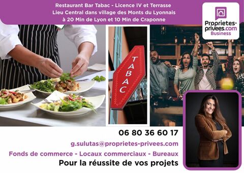 Monts du Lyonnais - Restaurant Bar Tabac avec Terrasse 299000 69290 Craponne