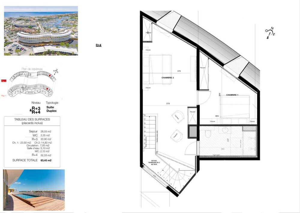 Vente Appartement VILLAGE NATURISTE. Grand Duplex T3 de plus de 83 m² avec Garage Privé Le cap d agde