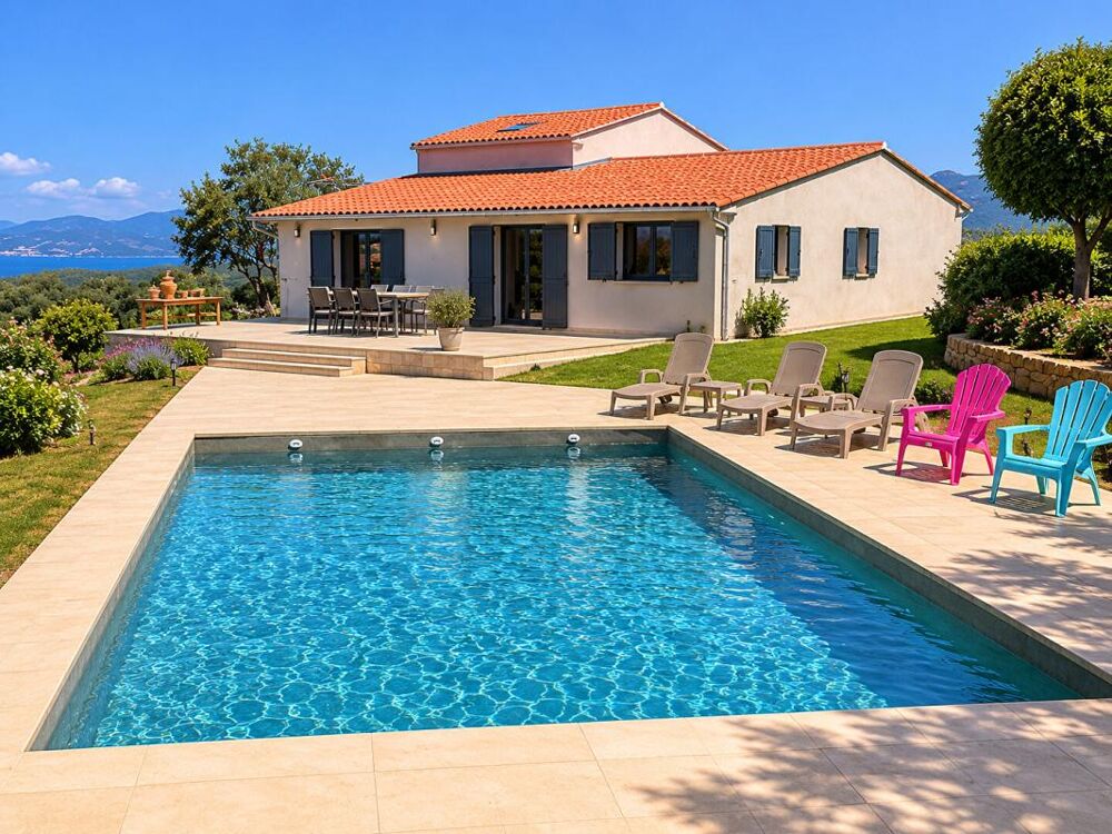 Propriano, Superbe propriété de 2 villas, piscine, vue mer, terrain de 3793 m2, vue panoramique