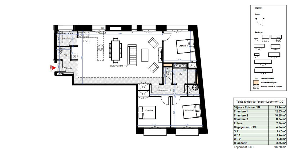 Vente Appartement Appartement Beziers 4 pièce(s) 107 m2 avec parkings Beziers