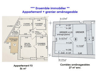 Vente Appartement APPARTEMENT F3 DE 56 M² + GRENIER AMÉNAGEABLE DE 27 M² Savigneux
