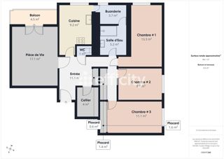  Appartement � vendre 4 pi�ces 88 m�