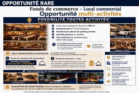 OPPORTUNIT&Eacute; RARE – FONDS DE COMMERCE & POSSIBILIT&Eacute; MURS COMMERCIAUX 659000 34300 Agde