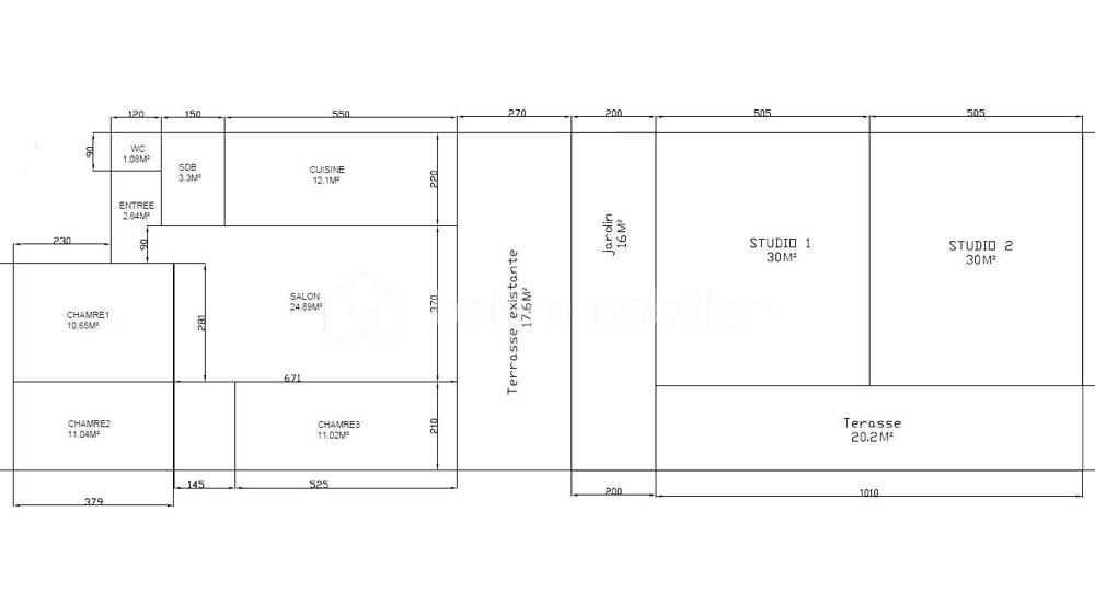 97310 - KOUROU  INVESTISSEMENT LOCATIF  3 LOGEMENTS MEUBLÉS  POTENTIEL 40 920 €/AN  RENTABILITÉ BRUTE POTENTIELLE 11,2 %  A