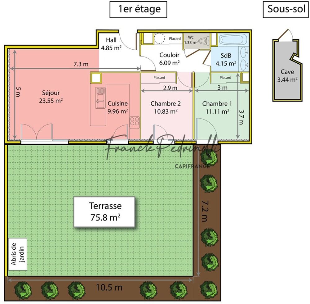 Appartement à vendre 3 pièces 72 m² VILLEURBANNE (69) CHARPENNES  Place Charles Hernu avec terrasse exceptionnelle de 75 m²