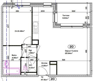  Appartement à vendre 2 pièces 47 m²