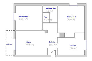  Appartement à vendre 3 pièces 53 m²