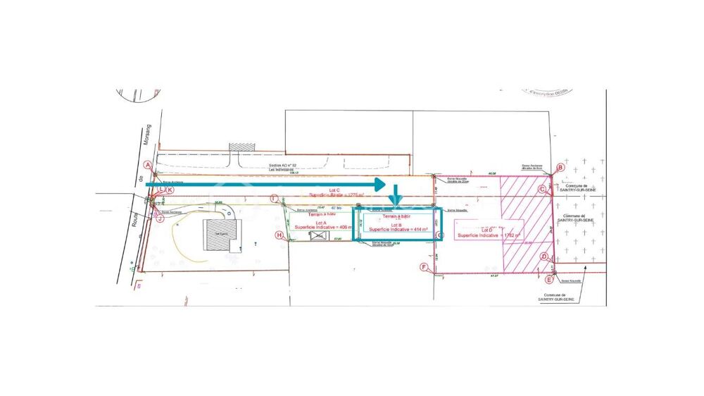 Vente Terrain SAINTRY-SUR-SEINE – Terrain en lot arrière avec permis purgé – Projet 2 maisons Saintry sur seine