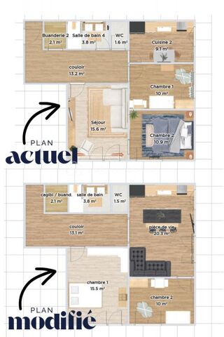  Appartement � vendre 3 pi�ces 61 m�