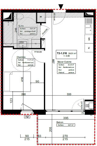  Appartement à louer 2 pièces 39 m²