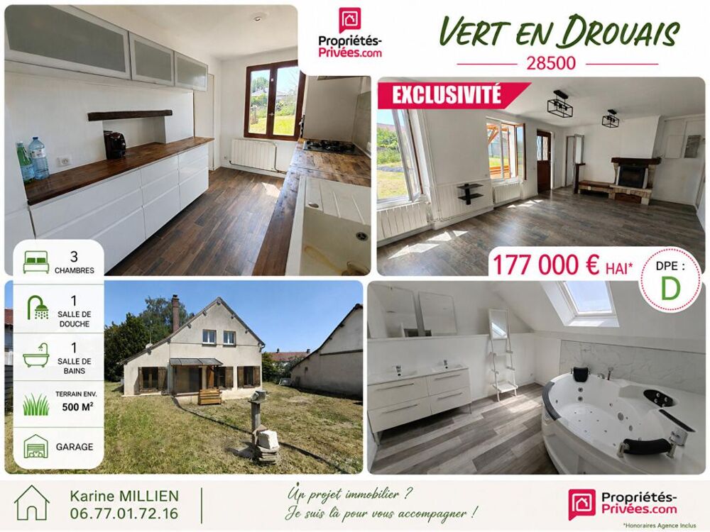 VERT EN DROUAIS 28500 Maison individuelle - 1 étage - 3 chambres - Garage - Terrain - 177000 HAI