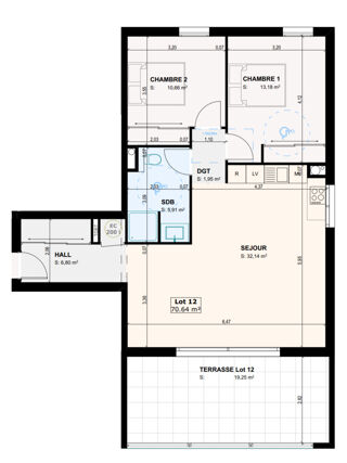  Appartement à vendre 3 pièces 71 m²