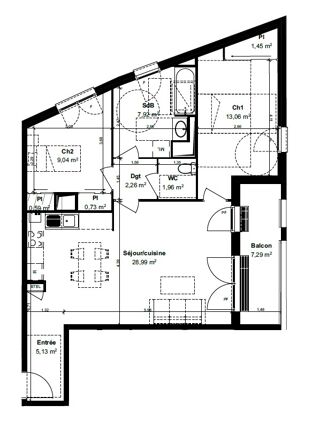  Appartement � vendre 3 pi�ces 71 m�