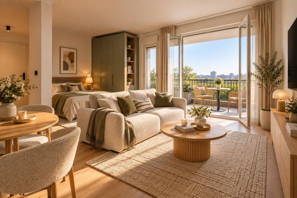 Beau studio bien agencé avec grand balcon