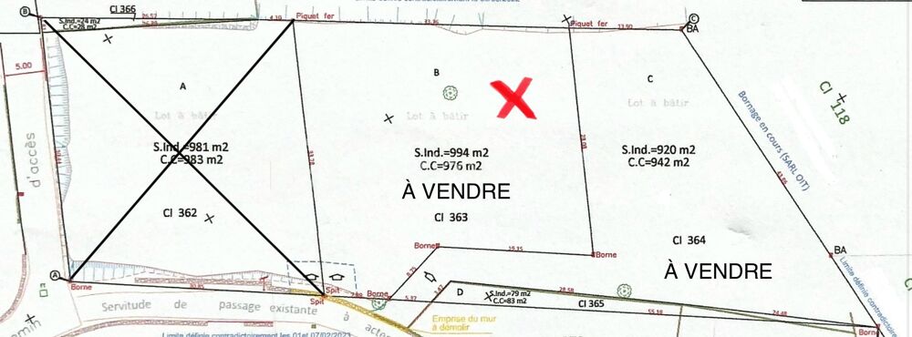 Vente Terrain Parcelle de terrain constructible de 994 m2 (vue mer et montagne) Saint denis